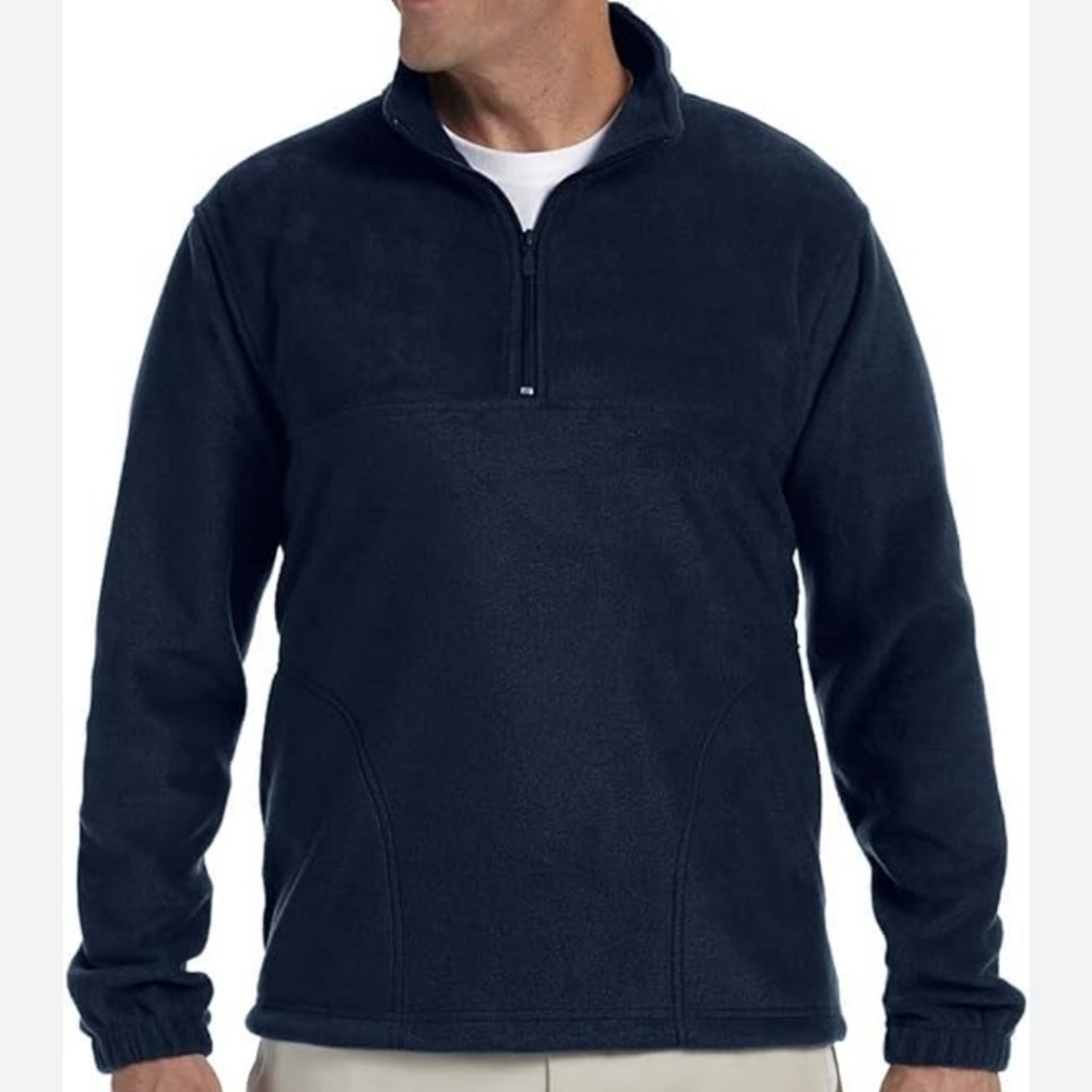 NWOT Harriton men's fleece pullover Quater Zip sz.L navy blue (d7)